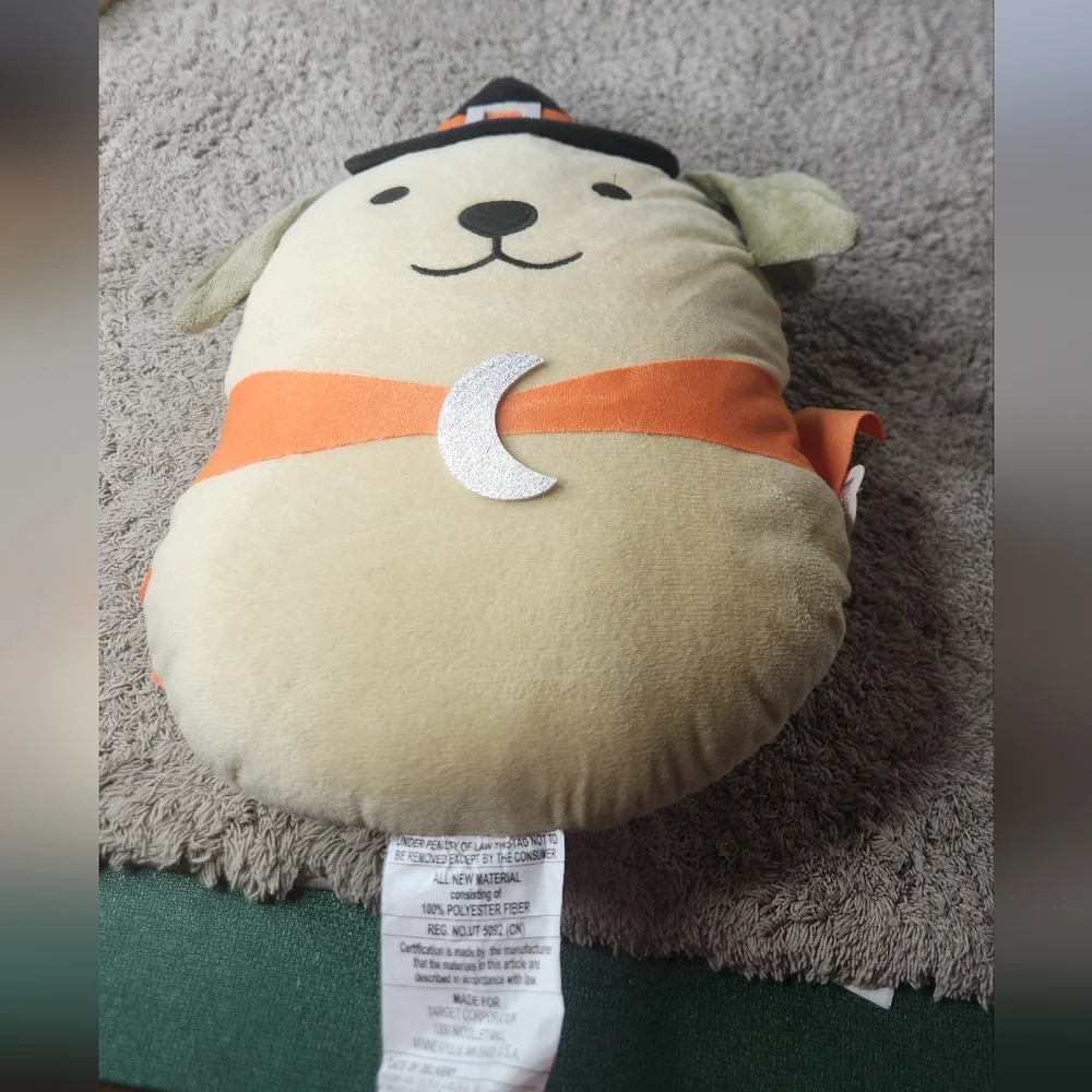 Plush Puppy Halloween Witch Hat Plush - Cream & Orange